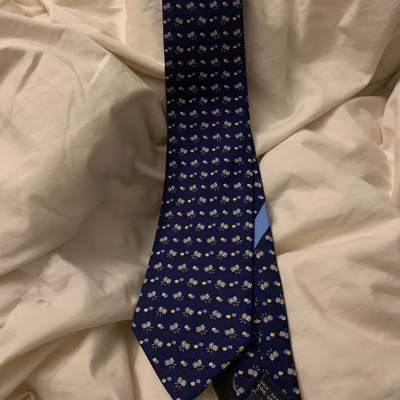 Ferragamo Mens Tie Blue Vegas Dice Stylish - Picture 1 of 3